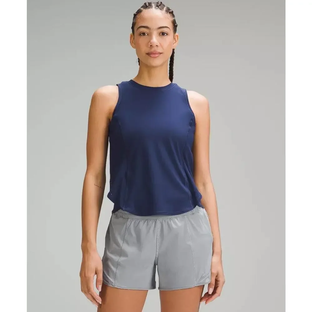 LULULEMON Women's Fold-Over Running Tank Top In Oasis Blue
